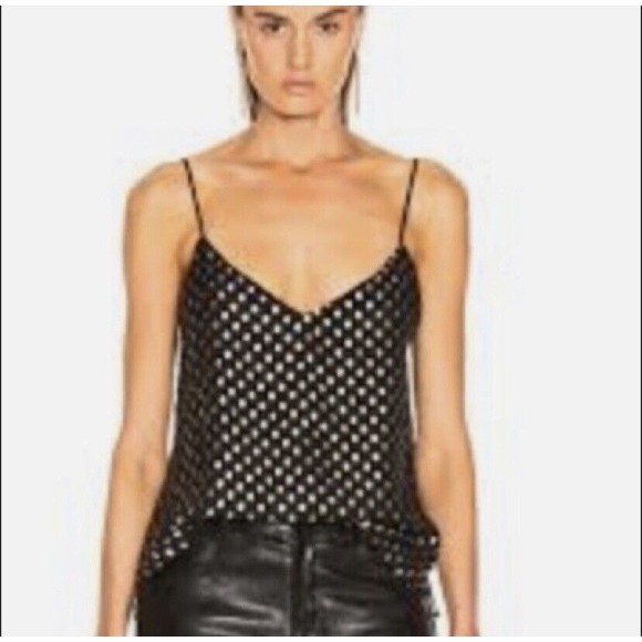 L’AGENCE NEW Jane Metallic Dot Chiffon Jacquard Spaghetti Cami Top Size XS - Picture 3 of 15